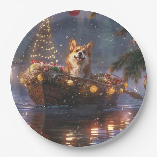 Corgi Kerstvakantie Papieren Bordje (Voorkant)