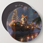 Corgi Kerstvakantie Ronde Button 6,0 Cm (Voorkant /achterkant)