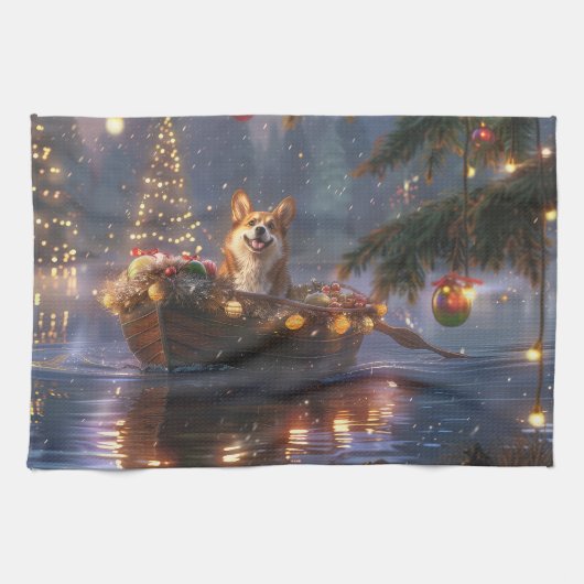Corgi Kerstvakantie Theedoek (Horizontaal)