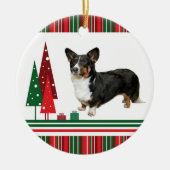 Corgi kerstversiering keramisch ornament (Voorkant)
