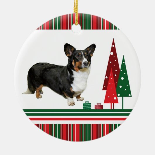 Corgi kerstversiering keramisch ornament (Achterkant)