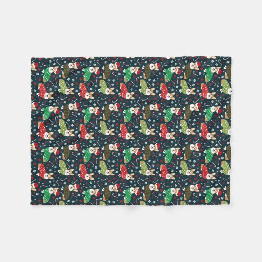 Corgi kerstvlootsdeken - kerst corgi fleece deken (Voorkant (Horizontaal))