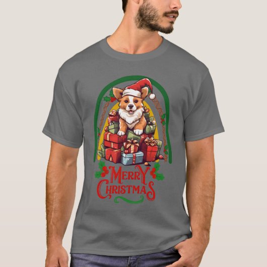 Corgi Kerstvrienden T-shirt (Voorkant)