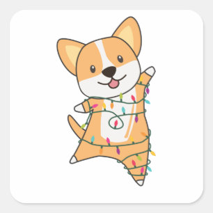 Corgi Kerstwinter winterdieren Corgis Vierkante Sticker