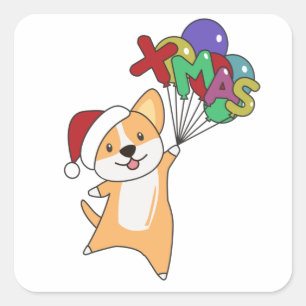 Corgi Kerstwinter winterdieren Corgis Vierkante Sticker