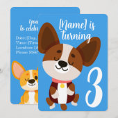 Corgi Kids Verjaardag Kaart (Voorkant / Achterkant)