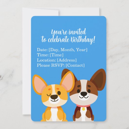 Corgi Kids Verjaardag Kaart (Achterkant)