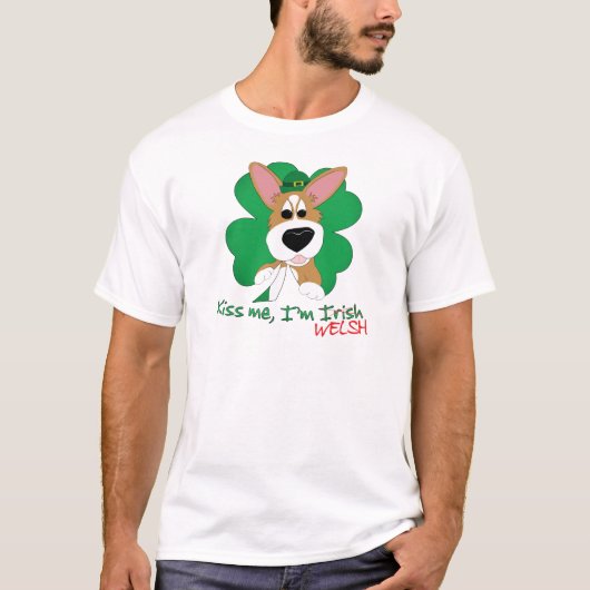 Corgi Kiss Ik ben Welsh T-Shirt (Voorkant)