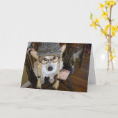 Corgi- Klein meisje met briefje aan Sinterklaas Kaart (Gele Bloem)