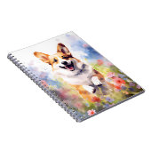 Corgi kleurrijke waterverf kunstwerk notitieboek (Rechterzijde)