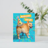 Corgi Kont Verjaardagshoed Briefkaart (Staand voorkant)
