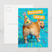 Corgi Kont Verjaardagshoed Briefkaart (Voorkant / Achterkant)