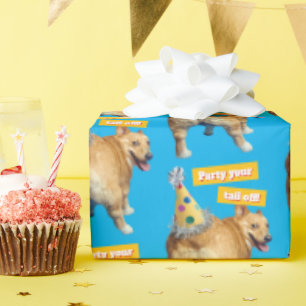 Corgi Kont Verjaardagshoed Cadeaupapier