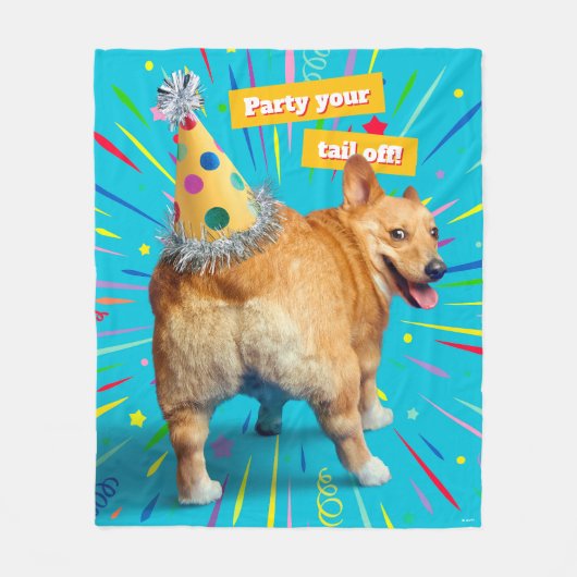 Corgi Kont Verjaardagshoed Fleece Deken (Voorkant)