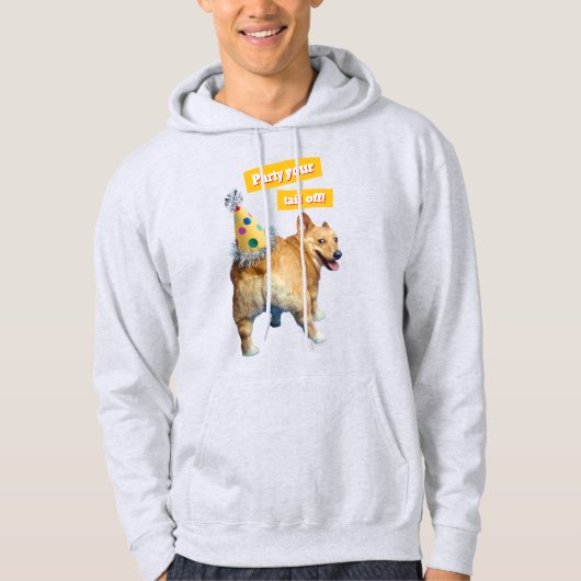 Corgi Kont Verjaardagshoed Hoodie (Voorkant)