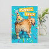 Corgi Kont Verjaardagshoed Kaart (Staand voorkant)