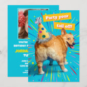 Corgi Kont Verjaardagshoed Kaart (Voorkant / Achterkant)