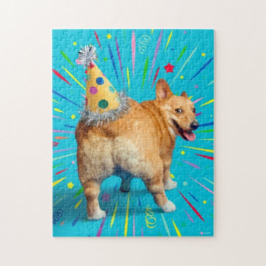 Corgi Kont Verjaardagshoed Legpuzzel (Verticaal)