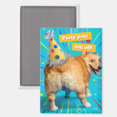 Corgi Kont Verjaardagshoed Magneet (Voorkant / Achterkant)