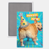 Corgi Kont Verjaardagshoed Magneet (Voorkant / Achterkant)