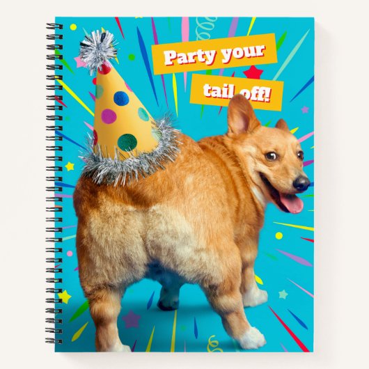 Corgi Kont Verjaardagshoed Notitieboek (Voorkant)