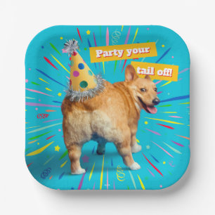 Corgi Kont Verjaardagshoed Papieren Bordje