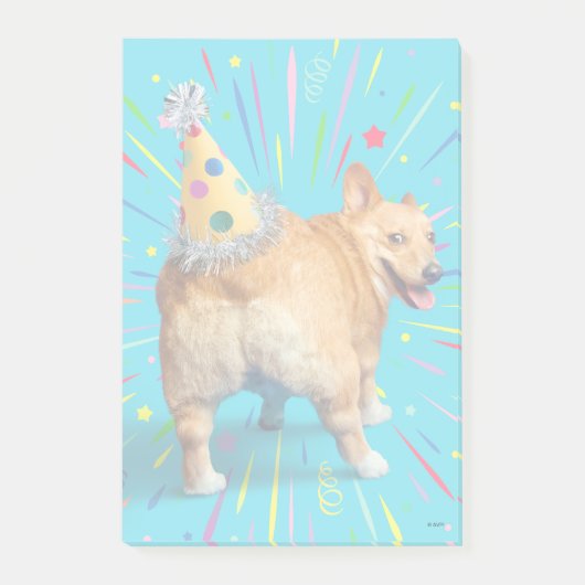 Corgi Kont Verjaardagshoed Post-it® Notes (Voorkant)