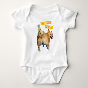 Corgi Kont Verjaardagshoed Romper