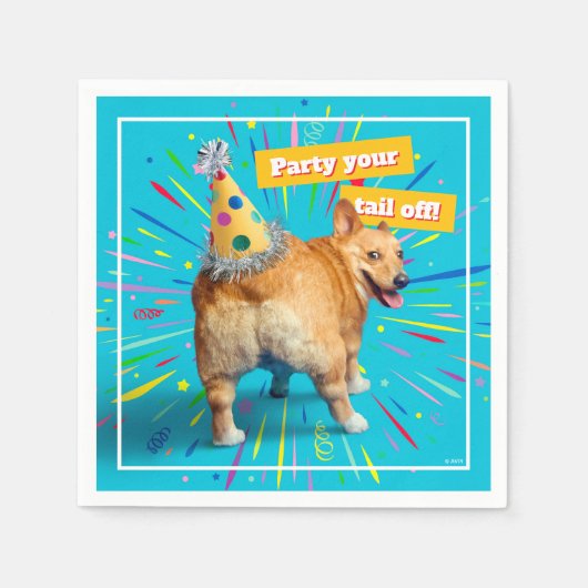 Corgi Kont Verjaardagshoed Servet (Voorkant)