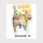 Corgi Kont Verjaardagshoed Sticker (Vel)
