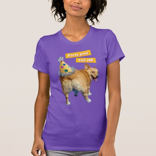 Corgi Kont Verjaardagshoed T-shirt (Voorkant)