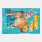 Corgi Kont Verjaardagshoed Theedoek (Horizontaal)