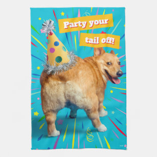 Corgi Kont Verjaardagshoed Theedoek