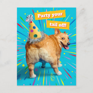 Corgi Kont Verjaardagshoed Uitnodiging Briefkaart