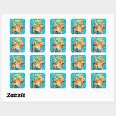 Corgi Kont Verjaardagshoed Vierkante Sticker (Vel)