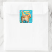 Corgi Kont Verjaardagshoed Vierkante Sticker (Tas)