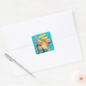 Corgi Kont Verjaardagshoed Vierkante Sticker (Envelop)