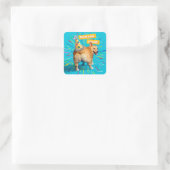 Corgi Kont Verjaardagshoed Vierkante Sticker (Tas)
