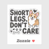 Corgi Korte Poten Maakt Niet Uit Funny Quote Sticker (Vel)