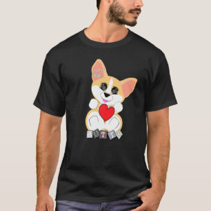 Corgi Kreeg Kont Harten Hond Grote Ogen Schattig T-shirt
