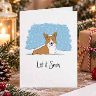 Corgi Laat het Sneeuwen Schattige Hond Witte Kerst Feestdagen Kaart