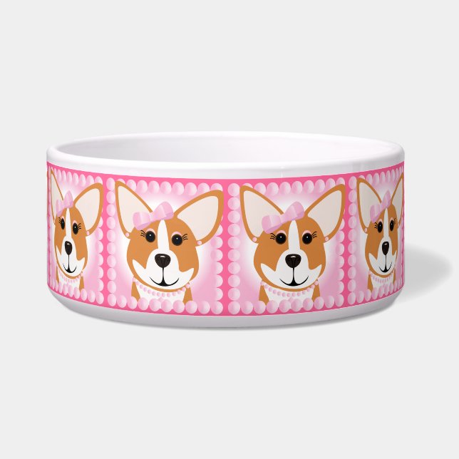 Corgi Lady Dog Bowl Voerbakje (Voorkant)