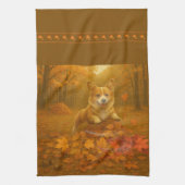 Corgi Leaf Leap Kitchen Towels Theedoek (Verticaal)