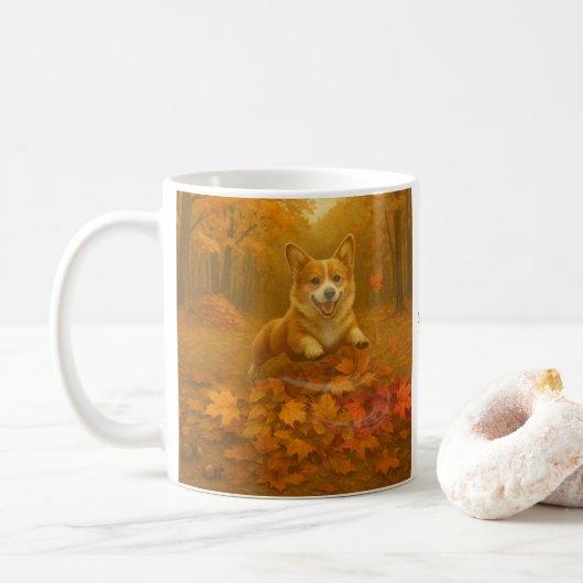Corgi Leaf Leap Koffiemok (Met donut)