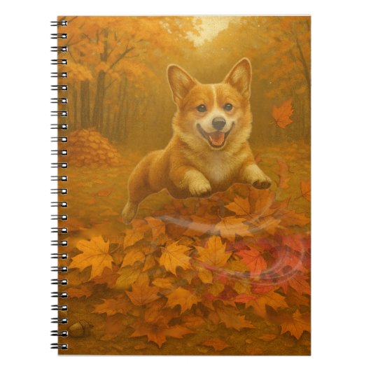Corgi Leaf Leap Notitieboek (Voorkant)