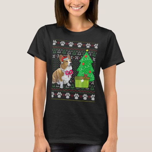 Corgi lelijke kerst hond t-shirt (Voorkant)