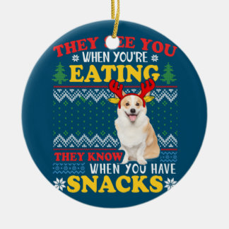 Corgi lelijke kerst ze zien dat je kerstmis eet keramisch ornament