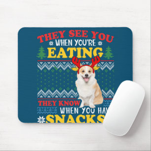 Corgi lelijke kerst ze zien dat je kerstmis eet muismat