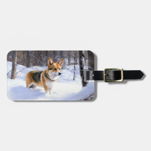 Corgi Let It Snow Kerstmis Bagagelabel (Voorkant horizontaal)