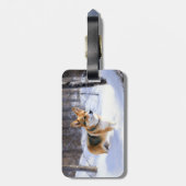 Corgi Let It Snow Kerstmis Bagagelabel (Achterkant verticaal)